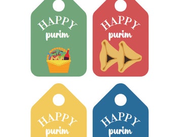 Purim Gift Tags, Printable Tags for Purim 2023, mishloach manot stickers    Instant Download