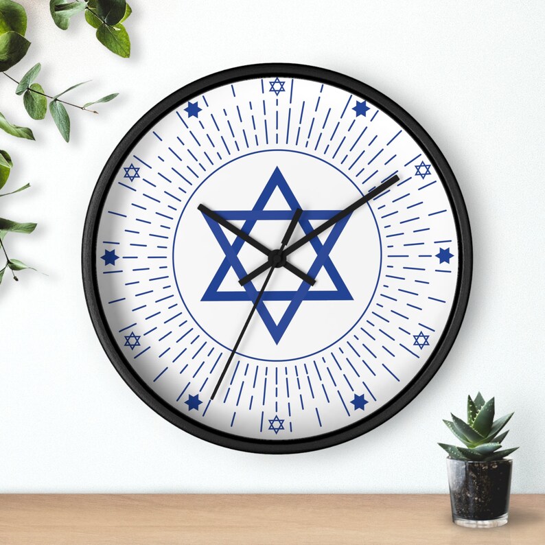 Patriotic Israel Wall clock, Star of DAVID clock timeless Magen of David symbol image 6