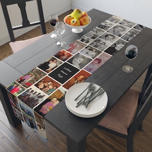 Custom Home Decor, Personalized Memory Table Runner: Custom Photo Collage with Your Favorite Photos
