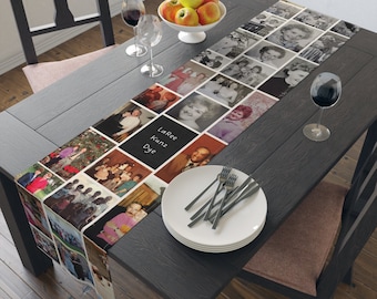 Custom Home Decor, Personalized Memory Table Runner: Custom Photo Collage with Your Favorite Photos