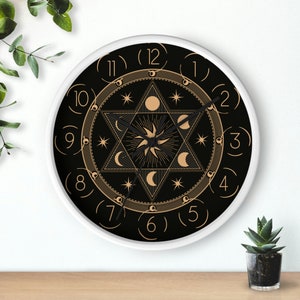 Spiritual Symbols Wall Clock, Star of DAVID Clock, Sacred Symbol Magic ...