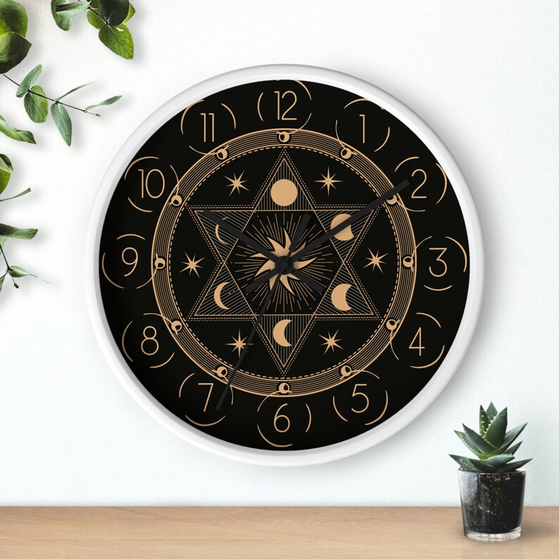 Spiritual symbols Wall clock, Star of DAVID clock, Sacred Symbol Magic , esoteric ornaments clock image 4