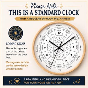 The Hebrew alphabet Jewish clock 12 Tribes of Israel , Jewish clock /Hebrew Calendar, Jewish Decor, Jewish Year,Jewish Perpetual Calendar image 3
