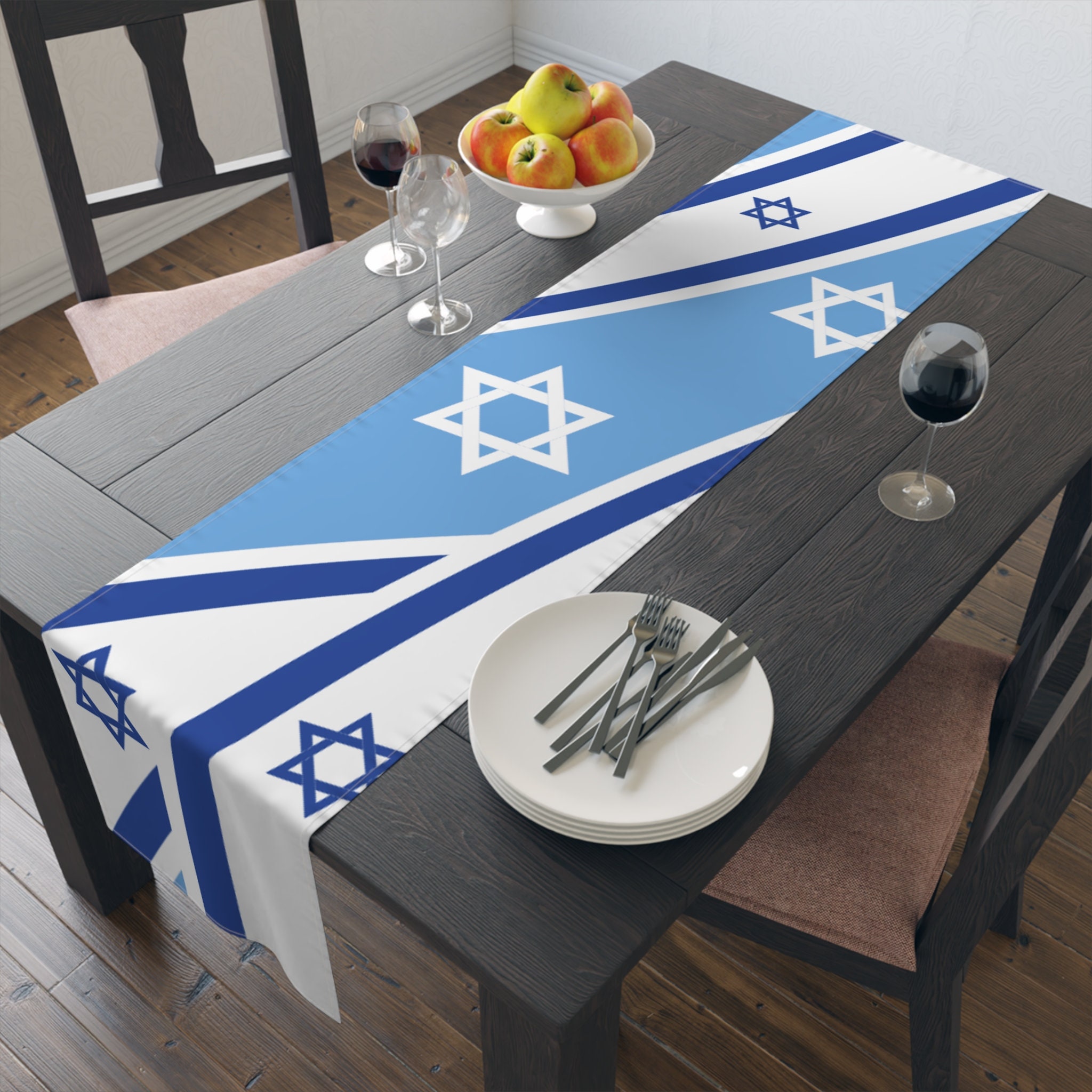 Israel Table Stand With ISRAEL Table Decoration, Israel Flag Runner, Israeli Table ...
