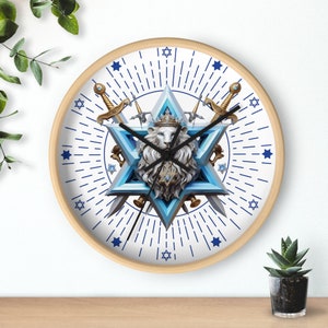 lion Patriotic Israel Wall clock, Star of DAVID clock timeless Magen of David Juda stand with Israel image 3