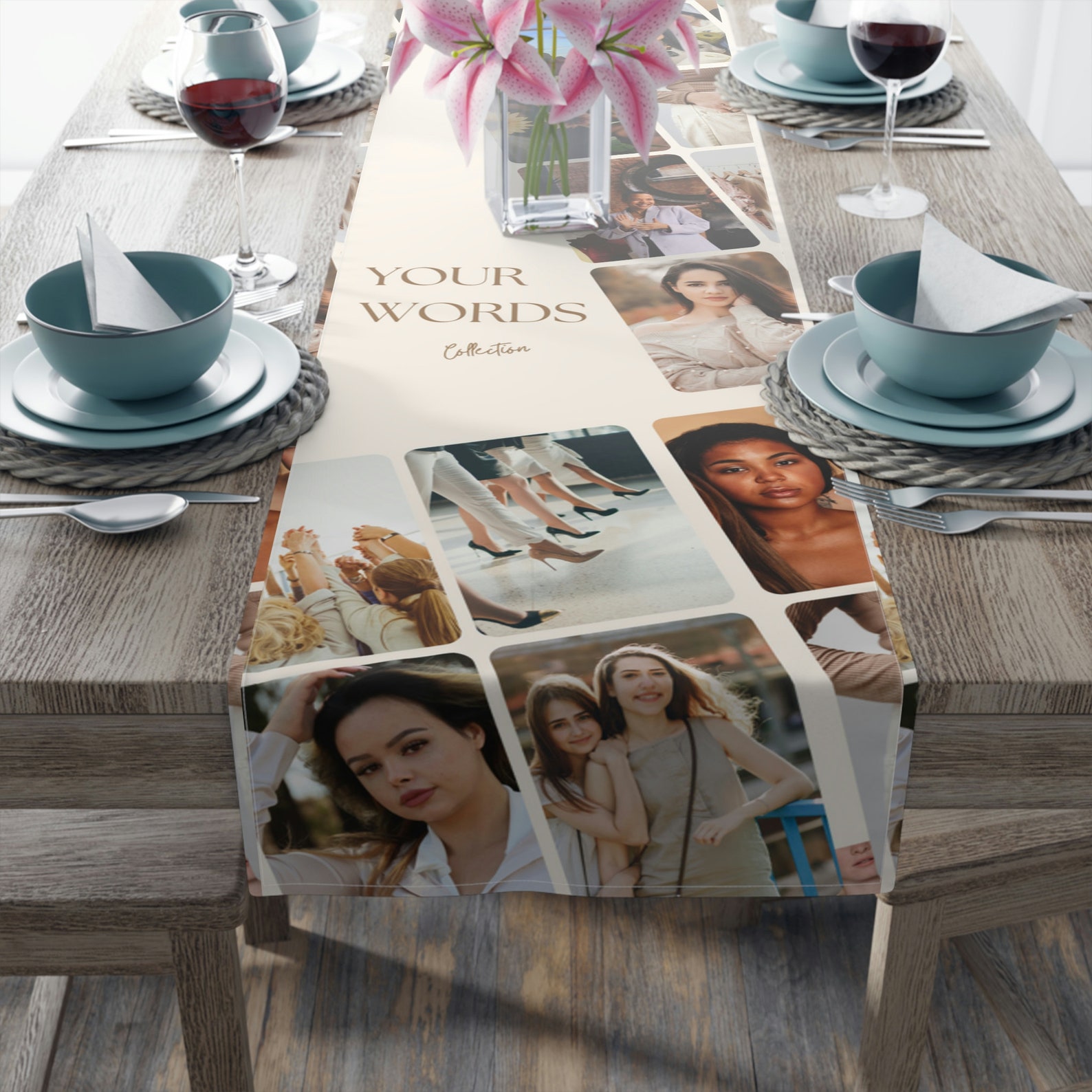 Colorful Collage Table Custom Photo Collage Table Runner: A Stunning Personalized Event ...