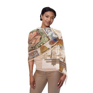Maps of the Holy Land and Jerusalem Light Scarf,   Faith apparel  , jerusalem map fragments