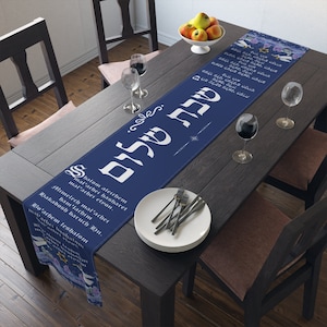 Shabat  table runner Runner -  Shabbat tablecloth -Shabbat runner- J  Jewish Housewarming Gifts, Shabbat ANGELS tablecloth Shalom aleichem