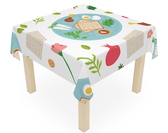Passover decor Tablecloth -Yom Tov Tablecloth -Jewish Tablecloth - Pesach, Sedar Plate Decor, Matzah, Jewish Holidays - Made in US -