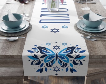 Hag Sameah [arty decoration, Passover decor - Perfect Passover gift!Star of david  Table runner - butterfly