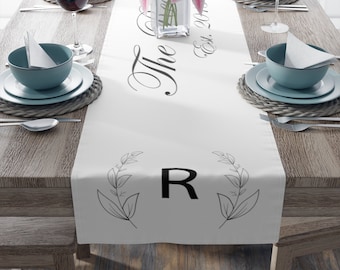 MONOGRAM table runner, personalized table runner, cotton runner,  ,Housewarming Gift, Established Sign, Family monogram Anniversary Wedding