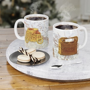 Cherubim tabernacle Ceramic Mugs (11-15-20oz)  - White Gold Marble Mug- Jewish gifts for her - Jewish- Jerusalem Temple- Solomon&#39;s - Judaica