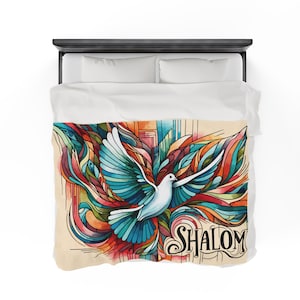 Judaica Housewarming Gifts , Shalom Jewish Quilt Blanket,   Blanket,  Velveteen Blanket, Jewish Decor, The Rabbi Dance   - Jewish Klezmer
