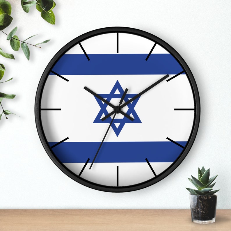 Flag of Israel Patriotic Israel Wall clock, Star of DAVID clock timeless Magen of David symbol image 4