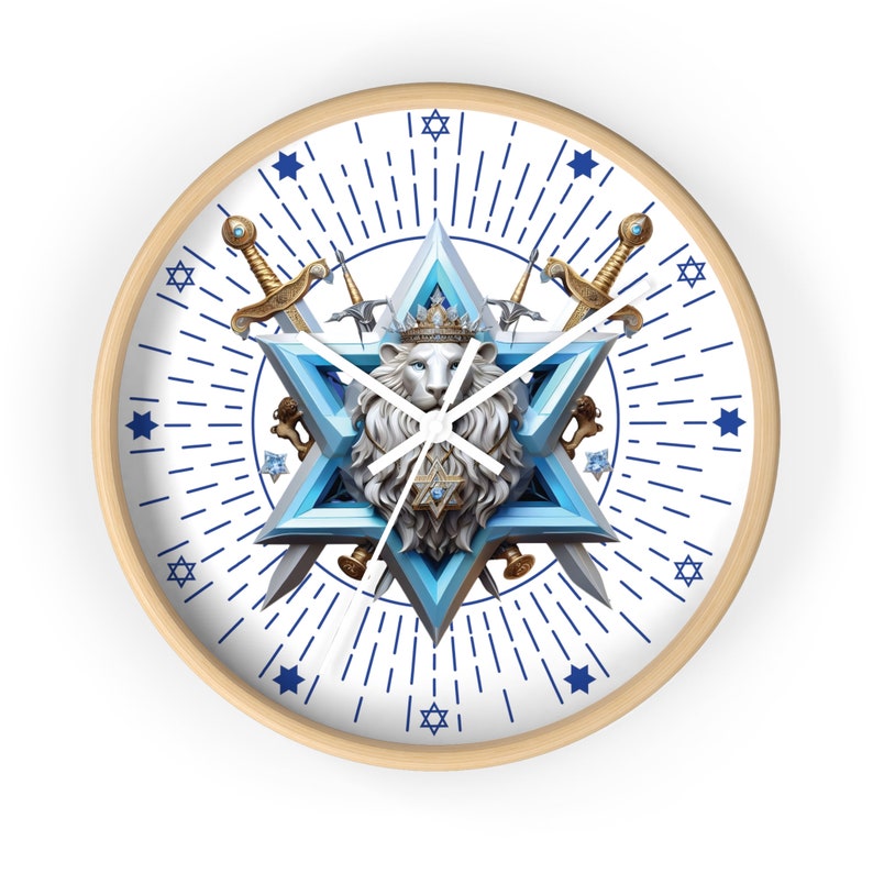 lion Patriotic Israel Wall clock, Star of DAVID clock timeless Magen of David Juda stand with Israel image 10