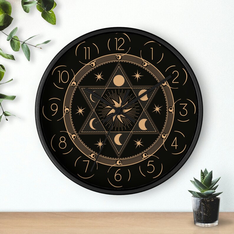 Spiritual symbols Wall clock, Star of DAVID clock, Sacred Symbol Magic , esoteric ornaments clock image 6