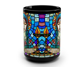 Beautiful jewish women mug ,  jewish stained glass windows style  15oz   MUG