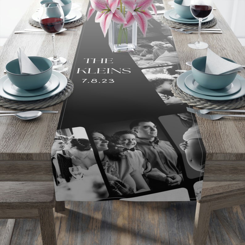 Create your own table runner, family reunion gift, photo table runner, personalized family gift, custom photo art image 9