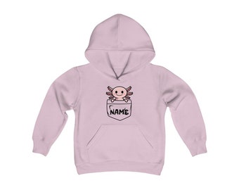 Custom Name Axolotl Sweatshirt , Personalized Name Sweatsh  Sweatshirt kids  /  Axolotl HOODIE kids many colors available