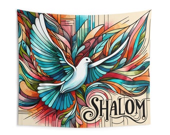 SHALOM Tapestry, Indoor Wall Tapestries, Israel Peace