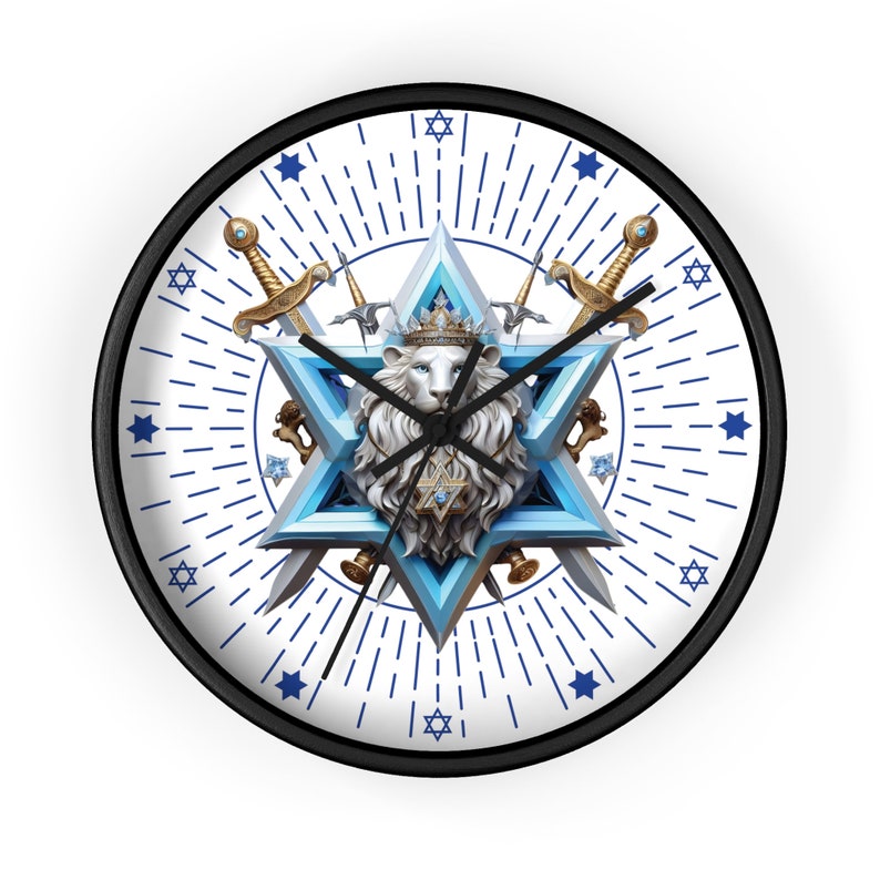 lion Patriotic Israel Wall clock, Star of DAVID clock timeless Magen of David Juda stand with Israel image 4