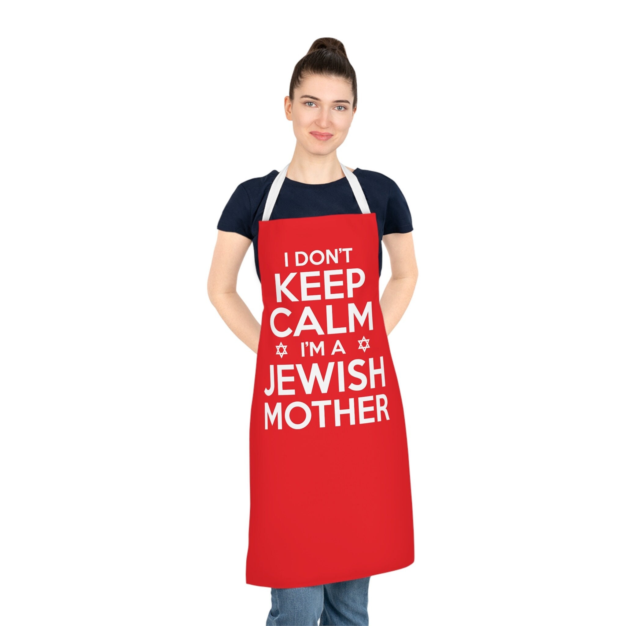 kosher red Mom Heart cooking Apron for women fun Jewish mothers gift  Israeli Judaica