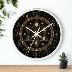 Spiritual symbols Wall clock, Star of DAVID clock, Sacred Symbol Magic , esoteric ornaments clock image 9