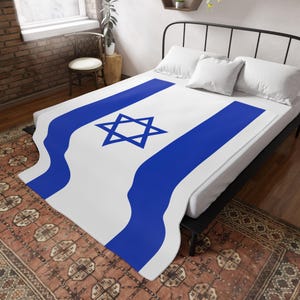 Super Soft Israel Flag  Plush Fleece Blanket,   Star of David Travel Throw Cover,  Israeli Patriotic Flag,  Jewish Home Decor