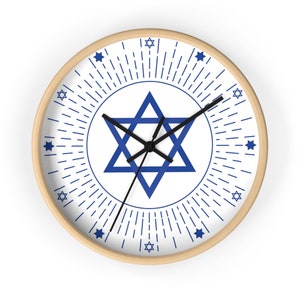 Patriotic Israel Wall clock, Star of DAVID clock timeless Magen of David symbol image 1