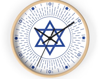 Patriotic Israel  Wall clock, Star of DAVID clock  timeless Magen of David symbol