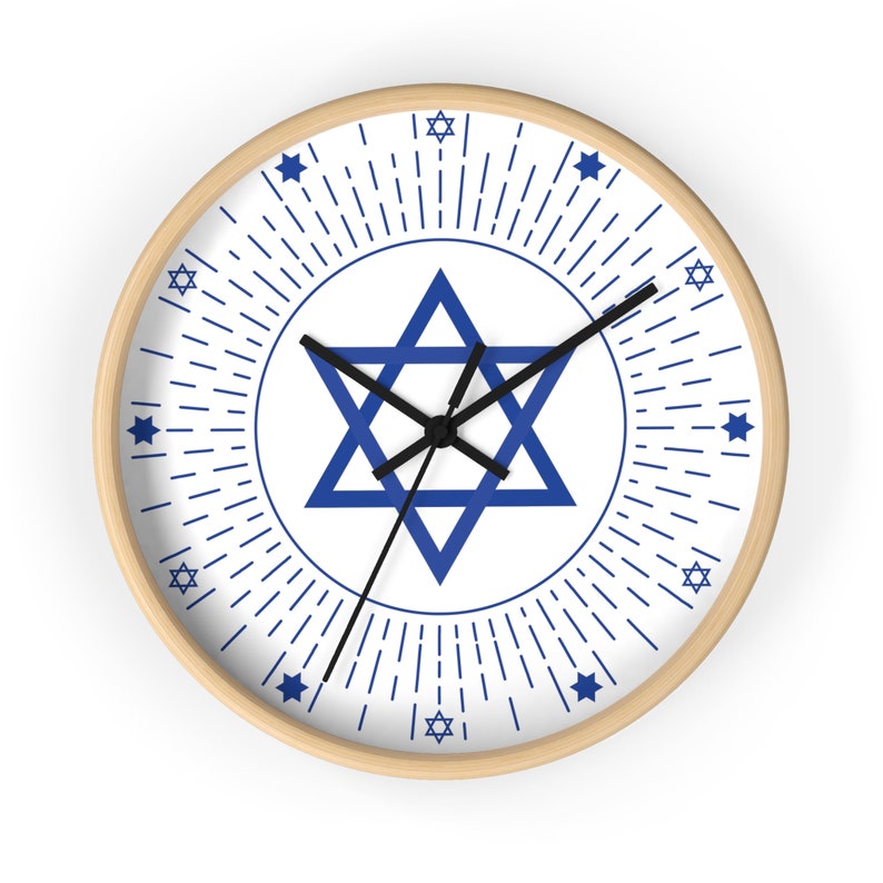 Patriotic Israel Wall clock, Star of DAVID clock timeless Magen of David symbol image 1