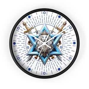 lion Patriotic Israel Wall clock, Star of DAVID clock timeless Magen of David Juda stand with Israel image 7