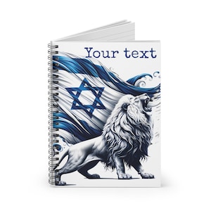 Israeli lion flag Notebook perfect gift for jewish friends , Ruled Line,  Stand with Israel Journal Spiral Notebook