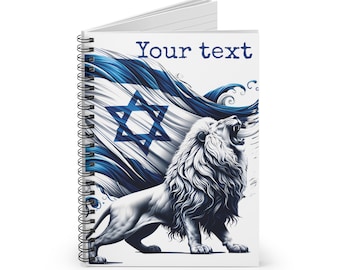 Israeli lion flag Notebook perfect gift for jewish friends , Ruled Line,  Stand with Israel Journal Spiral Notebook