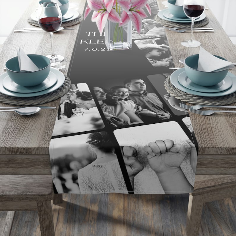 Create your own table runner, family reunion gift, photo table runner, personalized family gift, custom photo art image 6