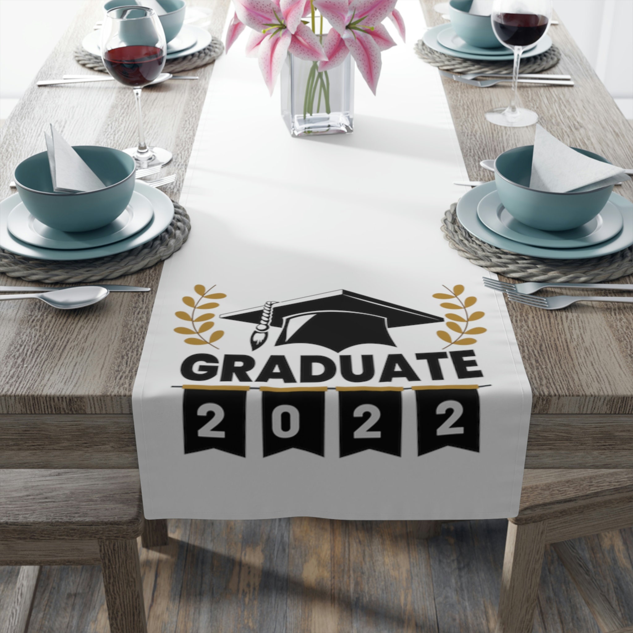 Senior Graduation Table Runner, Custom Graduation Decoration, 2021 High