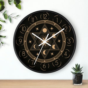 Spiritual symbols Wall clock, Star of DAVID clock, Sacred Symbol Magic , esoteric ornaments clock image 8