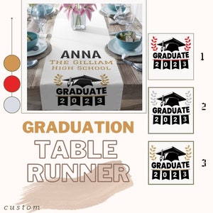 Custom graduation table  runner  CUSTOMIZE for a remarkable celebration, Top Ideas for 2023 Graduation Table Centerpieces