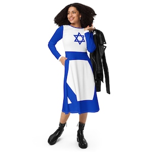 Langärmliges Midikleid mit Allover-Druck