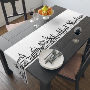 Shabbat shalom table runner -shabbat tablecloth  ,seder gift, home decor passover moses cross the red sea -jewish seder