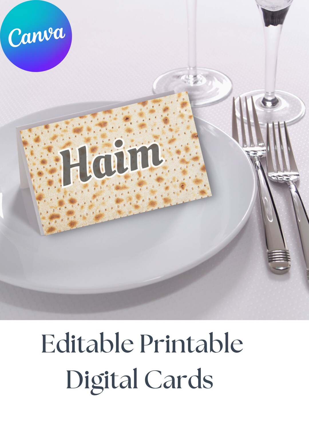 Passover Place Card Set Canva Editable Printable Digital Cards for