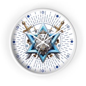 lion Patriotic Israel Wall clock, Star of DAVID clock timeless Magen of David Juda stand with Israel image 9