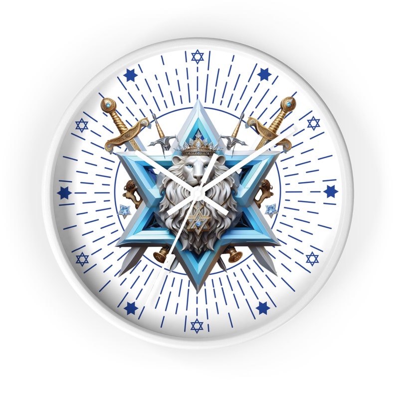 lion Patriotic Israel Wall clock, Star of DAVID clock timeless Magen of David Juda stand with Israel image 9