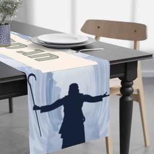 Passover decor - Perfect Passover gift! Exodus table runner - Moses splits Red sea