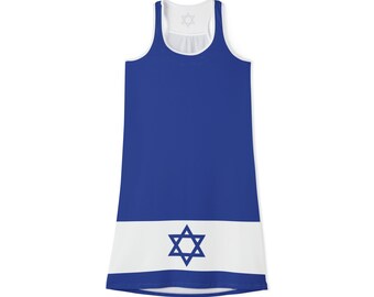 Israel Flag Women's Racerback Dress (AOP), Stand With Israel Dress