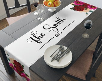 Wedding table runner / Bridal Shower Gift, Personalized Table runner ,Housewarming Gift, Family Name Gift, personalized gift for mom