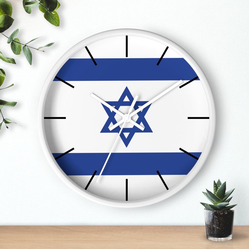 Flag of Israel Patriotic Israel Wall clock, Star of DAVID clock timeless Magen of David symbol image 8