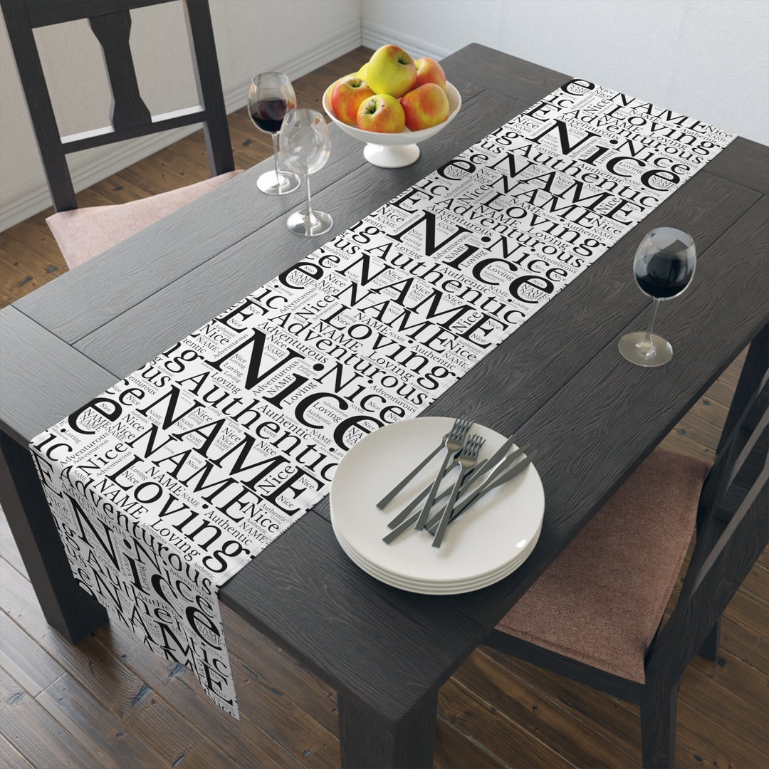 Word Cloud Print, Personalize Table Runners With Words That Describe