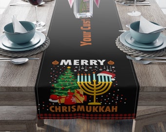 Personalized  Chrismukkah gift-   Personalized  Chrismukkah  Table runner - Chrismukkah  TABLE RUNNER