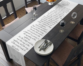 Custom Hand Written Table Runner | Wedding Table Runner |  Custom Table Decor | Minimalist Personalized Tablescape